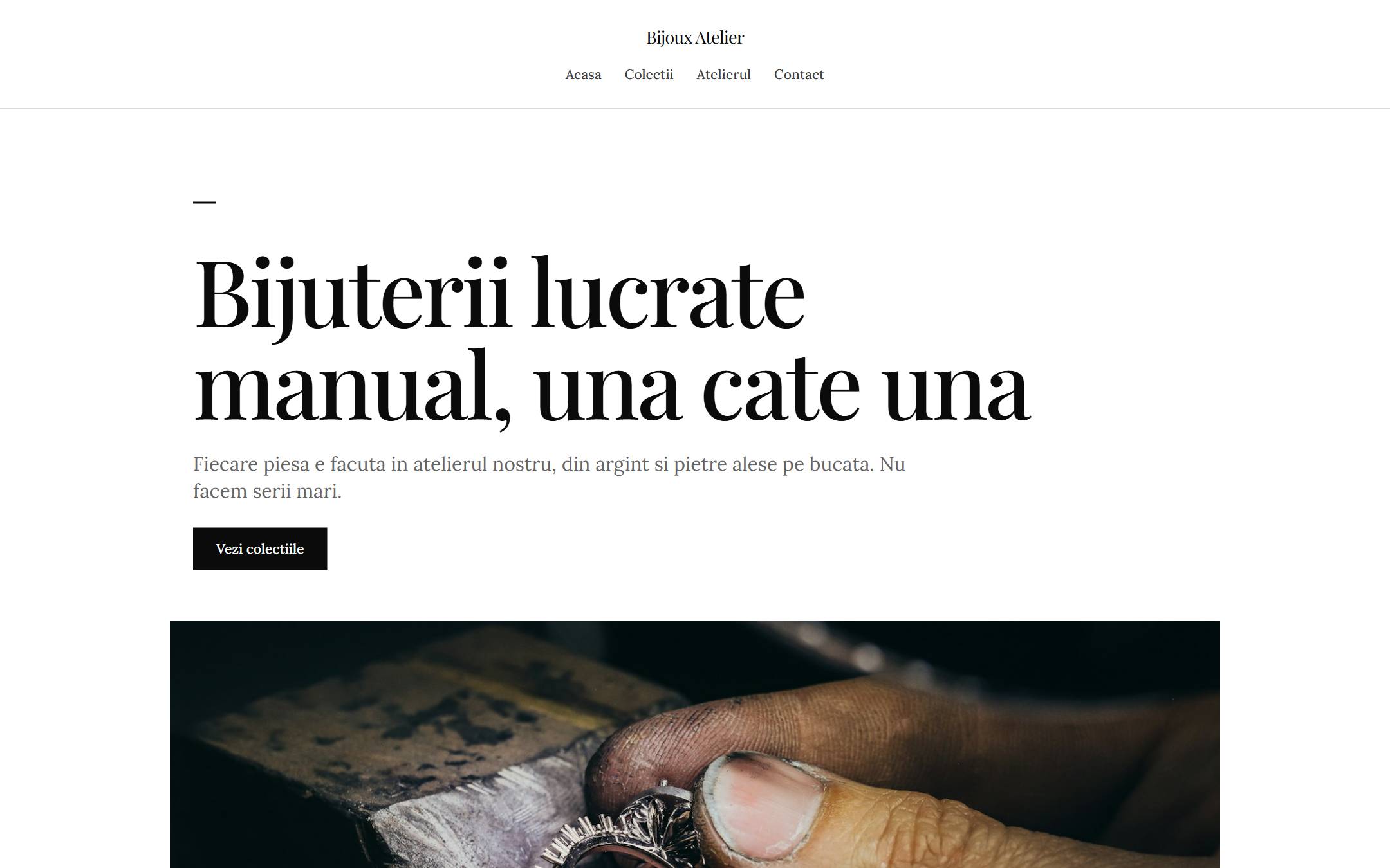 Pagina principala a sitului demo Bijoux Atelier