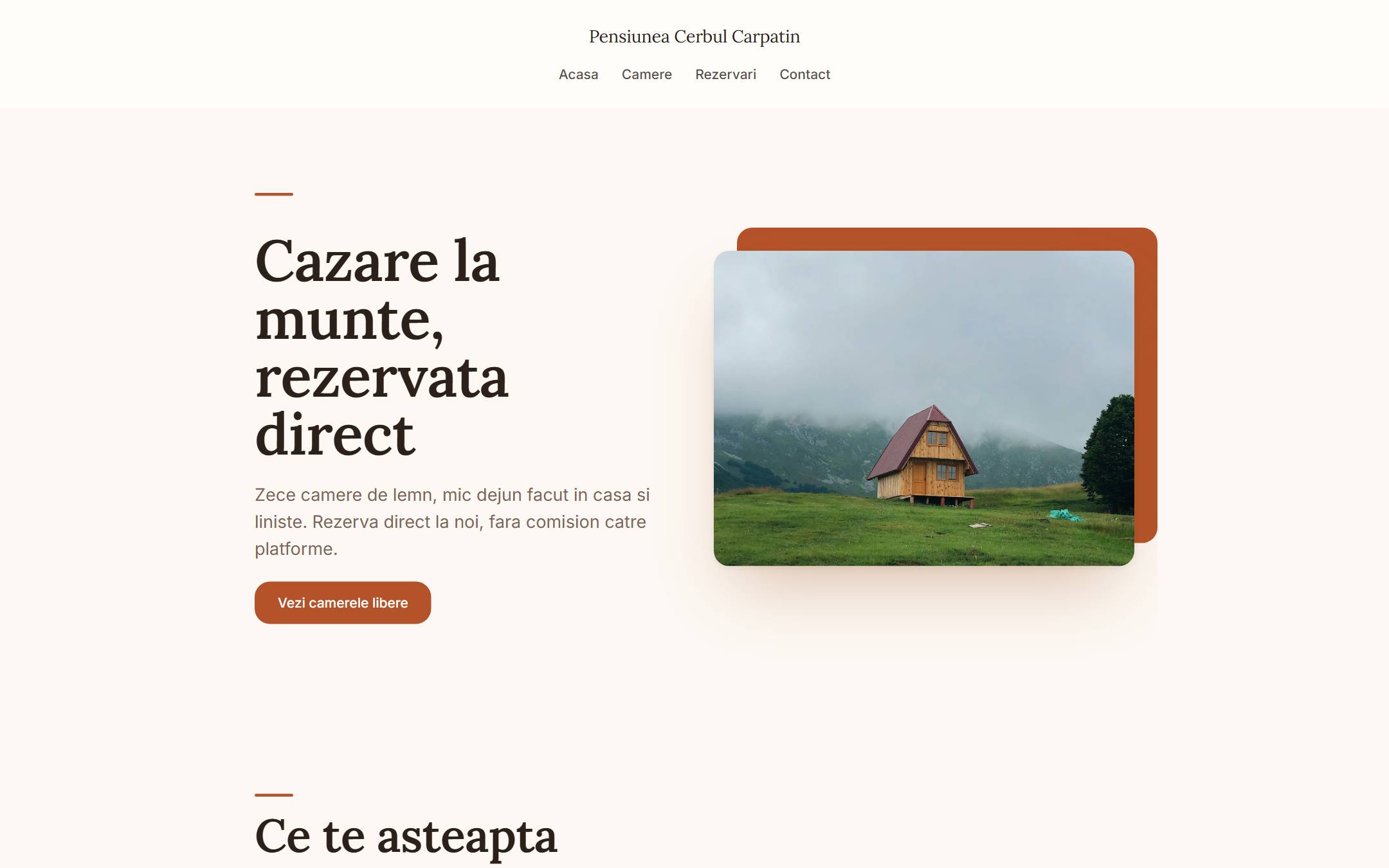 Pagina principala a sitului demo Pensiunea Cerbul Carpatin