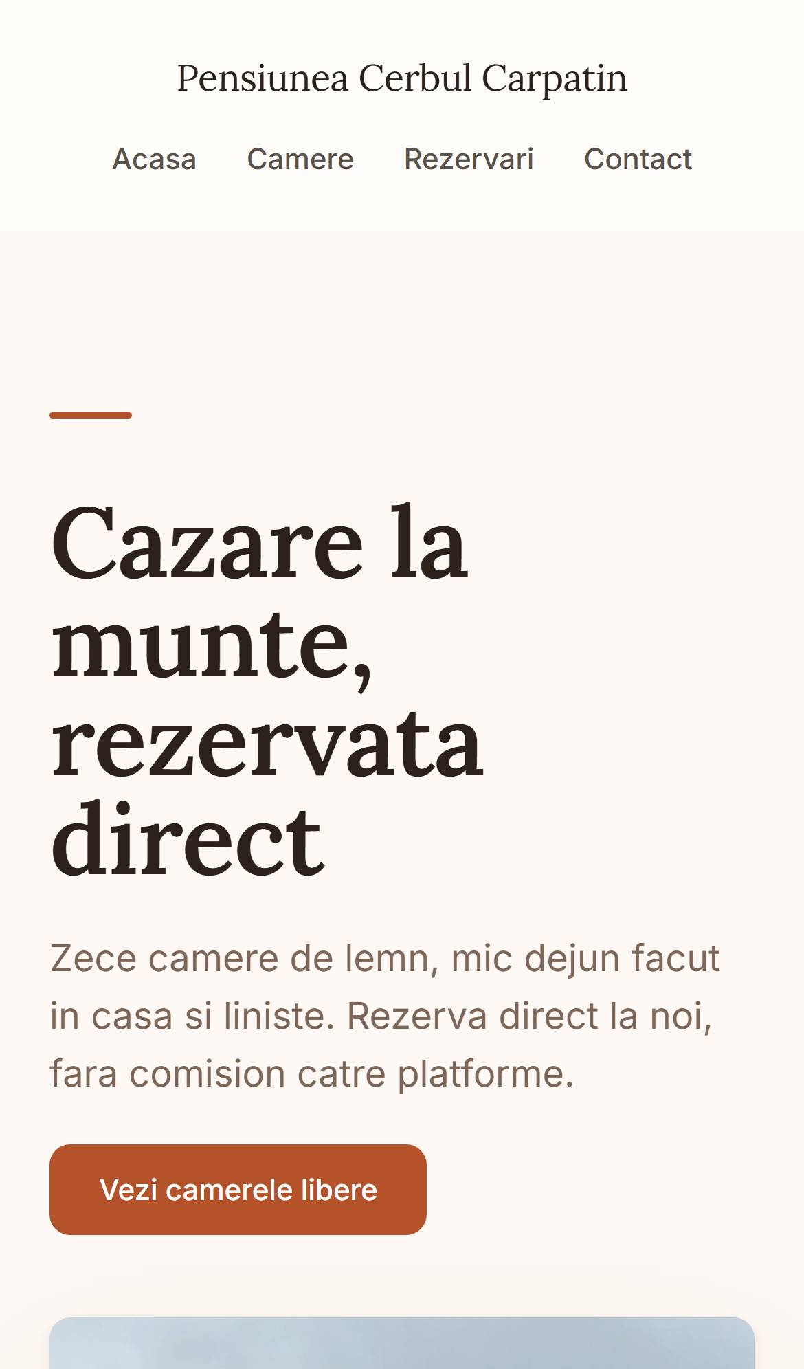 Acelasi sit, Pensiunea Cerbul Carpatin, pe telefon